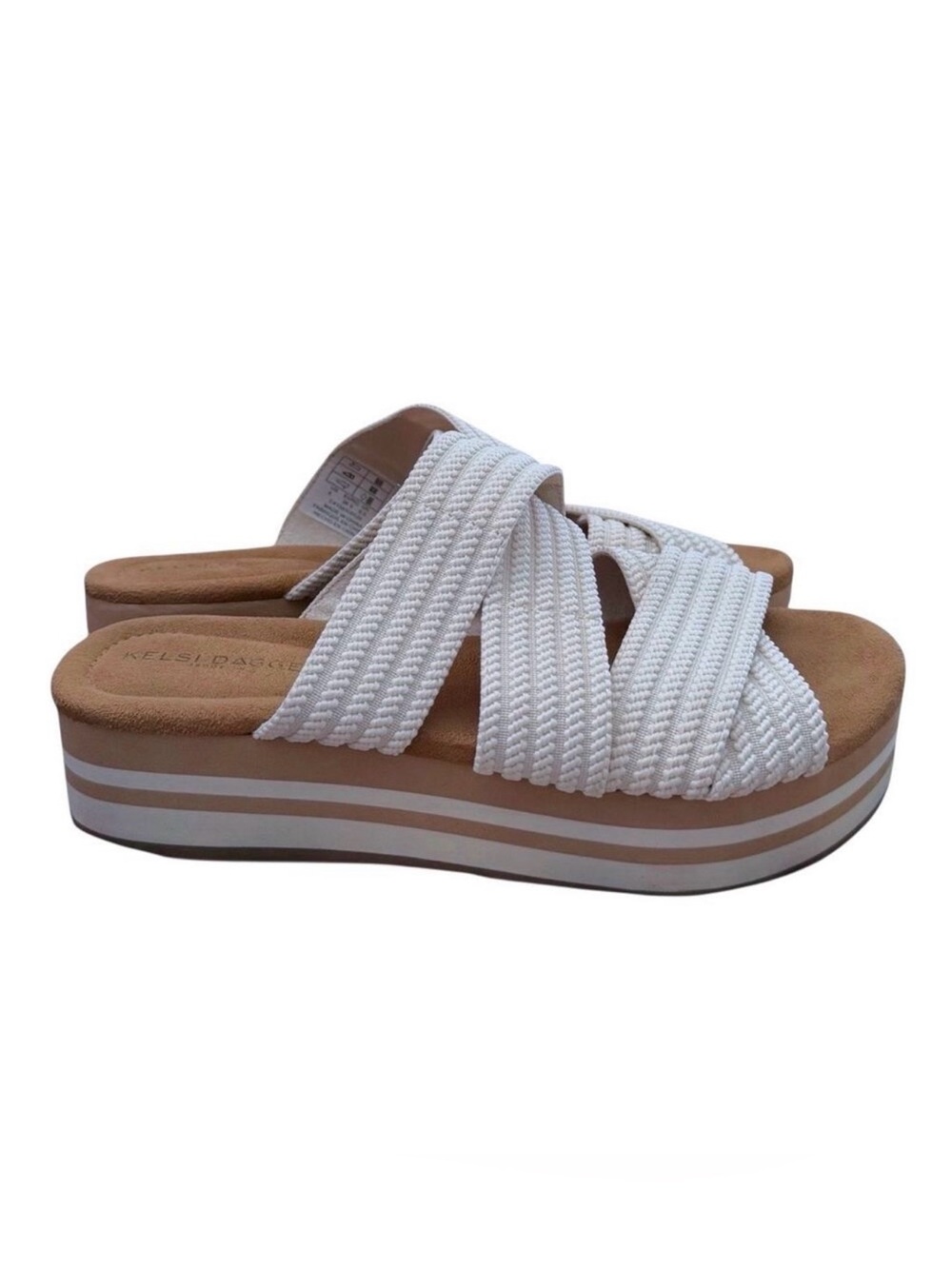 Kelsi Dagger Brooklyn Bohdi Platform Sandal Women’s 8/38.5 Tan Cream Minimalist
